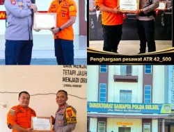 Basarnas Ganjar Penghargaan kepada Tim SAR Dit Samapta Polda Sulsel atas Misi Evakuasi Pesawat ATR 42-500